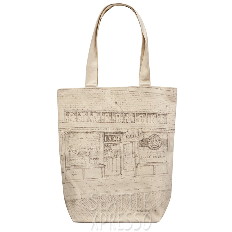 Starbucks Pike Place Sketch Canvas Tote Bag