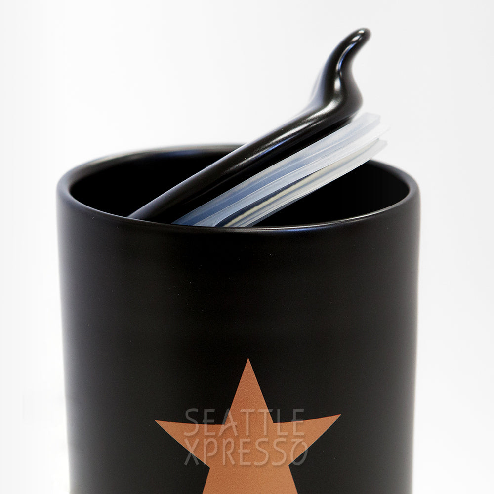 STARBUCKS 14 OZ BLACK TRAVEL MUG - Tumbler With Handle B36